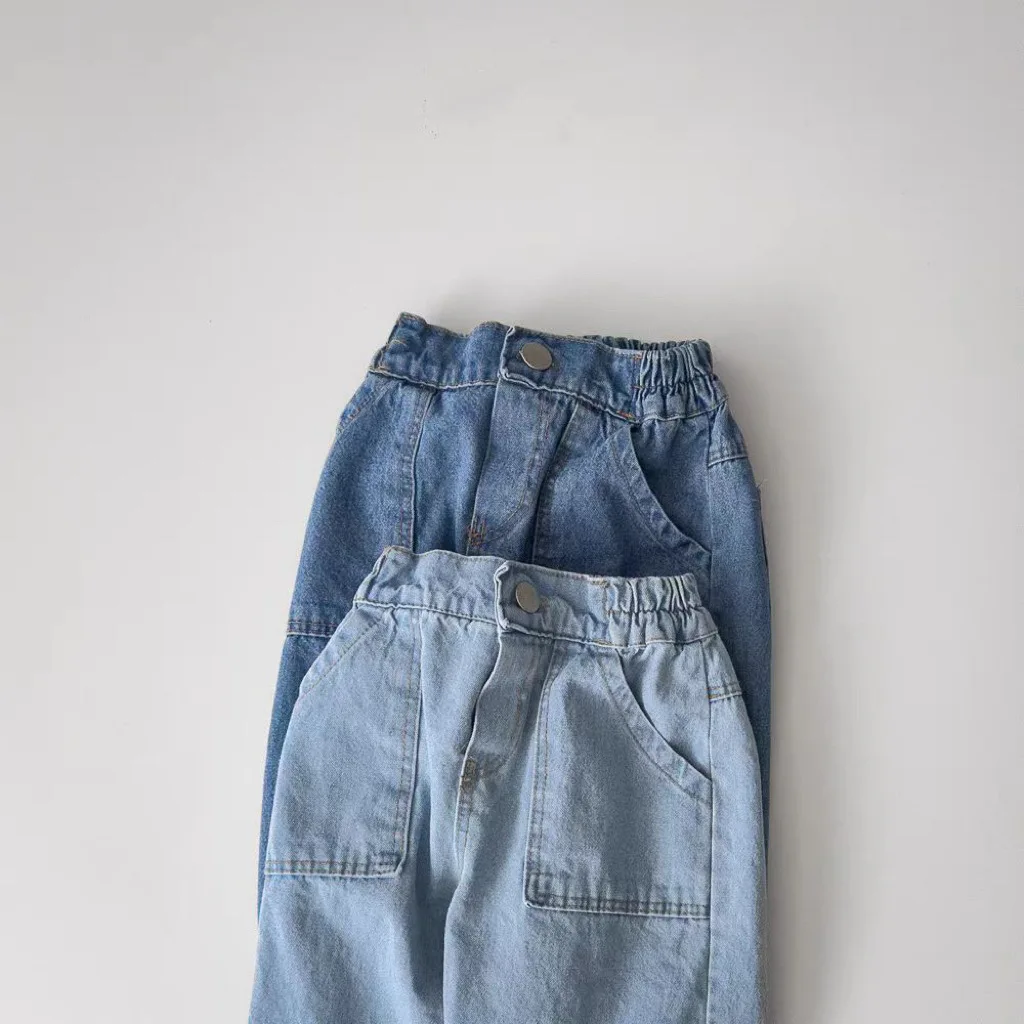 2023 frühjahr Neue Baby Casual Hosen Kinder Jeans Für Mädchen Kleinkind Jungen Denim Hosen Kleinkind Harem Hosen Kinder Kleidung