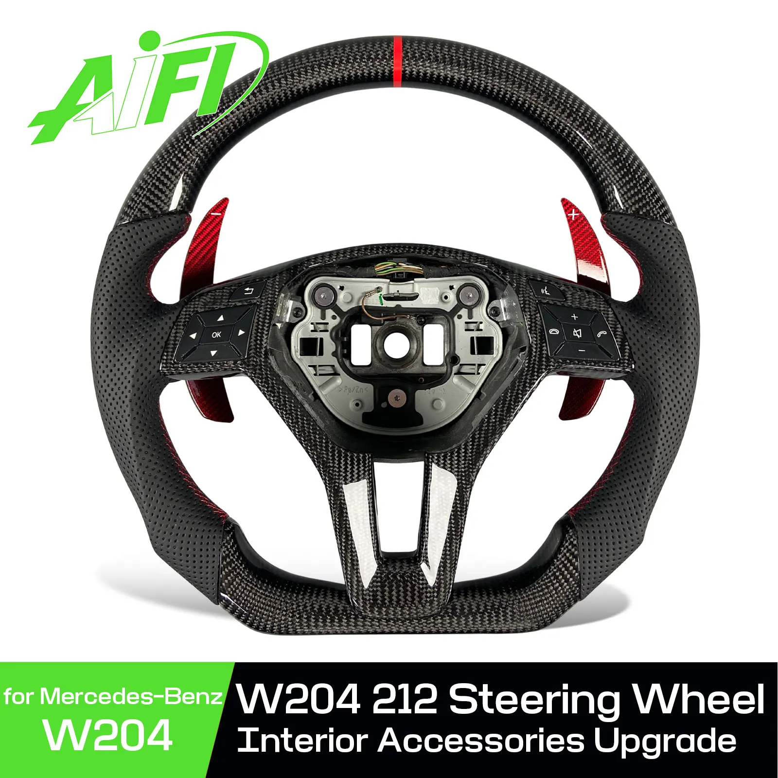 

For Mercedes-Benz W204 W212 C206 AMG C-CLASS E-Class GLA45 CLS63 C63 E300 E63 SL63 2011-2014 Custom Carbon Fiber Steering Wheel