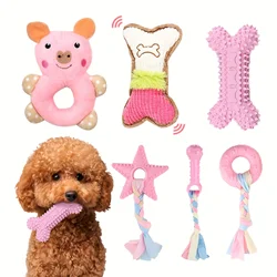 6-piece cute puppy chew toy set - interactive pet toy for cleaning teeth with soft rubber toys for puppies