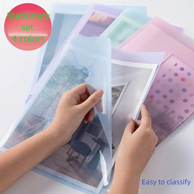

Thickened 16c Insert File Bag L-Shaped Folder Colorful Single-Page Data Report File Protection Sleeve Waterproof Resume Folder