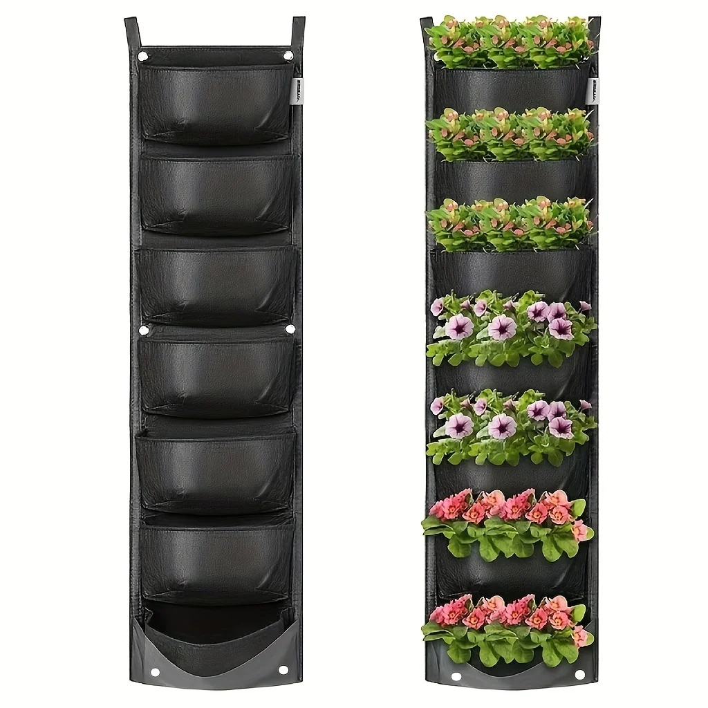 4/7-Pocket Vertical Garden Wall Planter - Perfect for Herbs, Succulents, Flowers & More - Waterproof Flowerpot Bag