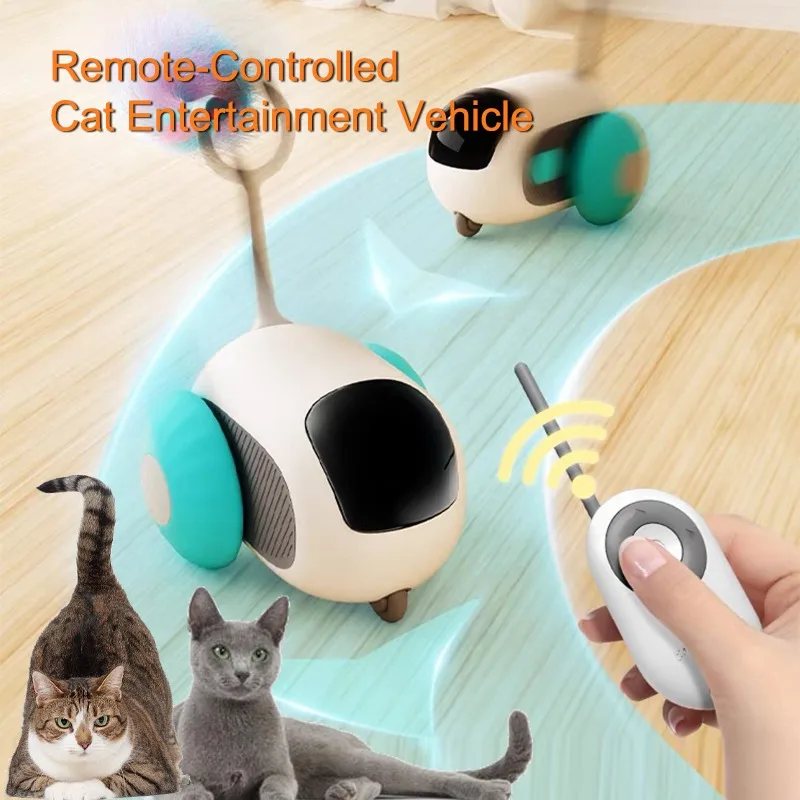 Intelligent Remote Control Pet Toy Car,Electric Cat Stick with Little Mouse Play,Interactive Cat Products,USB Charging,Autopilot