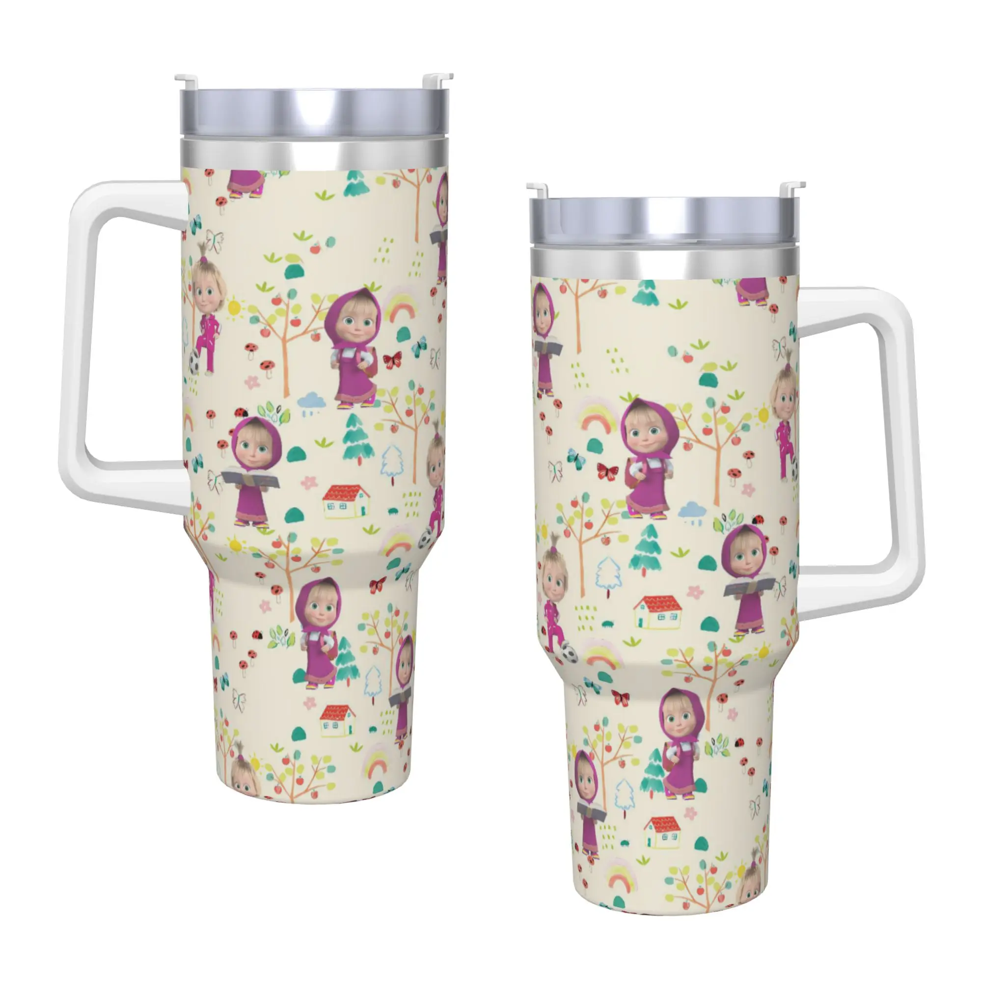 

Стакан из нержавеющей стали, кружки M-Mashas и B-Bears, чашка с соломинкой, бутылка для воды для холодных напитков, портативные термочашки на 40 унций