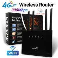 4G Wireless Router 300Mbps 4G LTE CPE Router Modem 4 External Antennas Power Signal Booster Hotspot with SIM Card Slot for Home