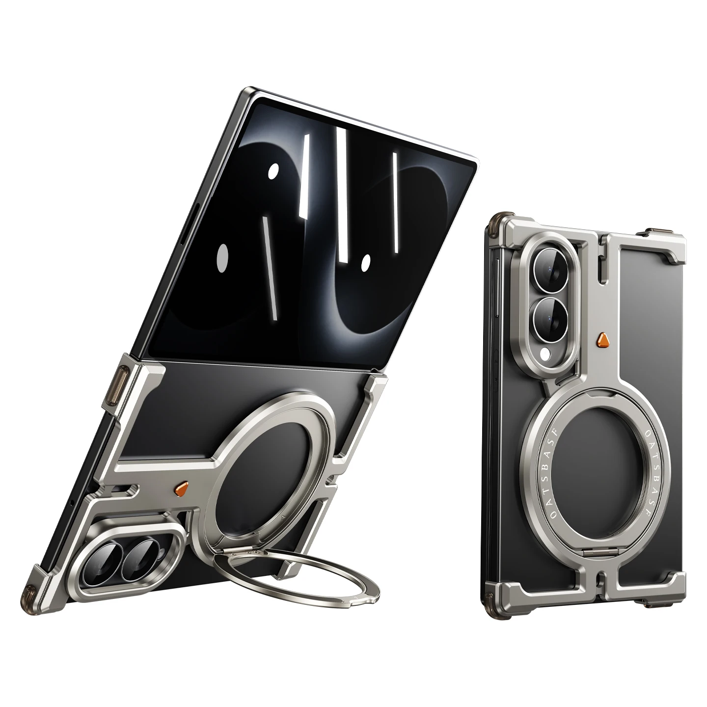 Eary Frame Metallhüllen für Samsung Galaxy Z Fold 8 mit 360-Grad-Ständer ° Drehbarer Griff-Ständer Aluminium Slim Bumper Stoßfeste Handyhülle – Detail 2
