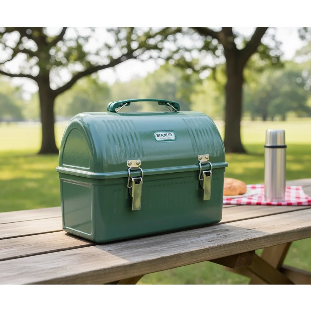 

Vintage Metal Lunch Box 10 Quart | Durable Meal Container with Handle and Latch | Stores Food, Drinks, Water Bottle