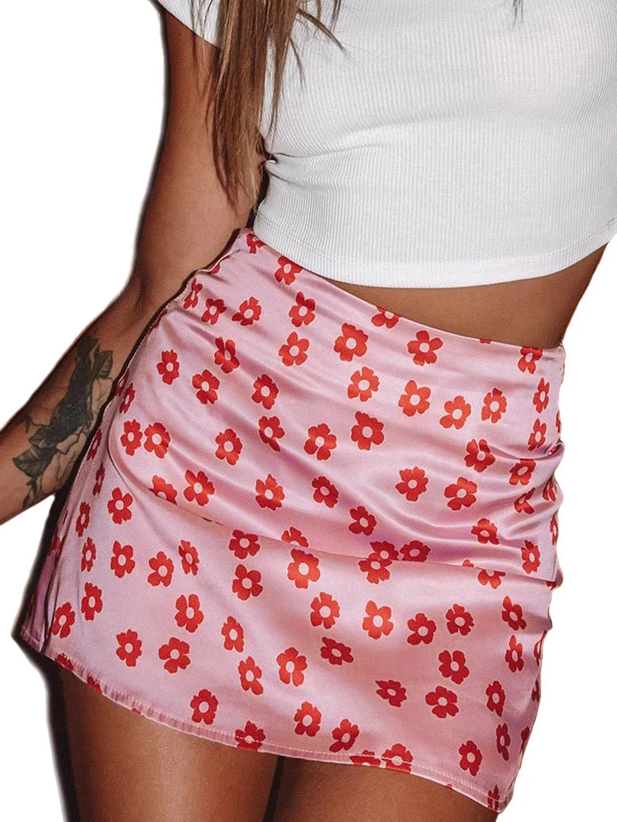 

Юбка с леопардовым цветочным принтом и высокой талией на молнии, женская уличная юбка средней длины с молнией, облегающая, летняя коллекция