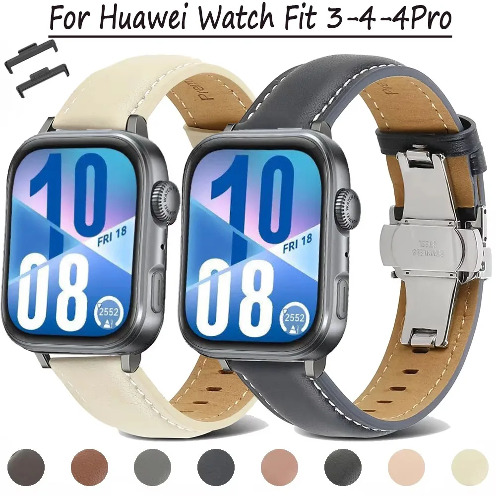 Cinturino in pelle per Huawei Watch Fit 3/Fit 4/Fit 4 pro Cinturino con fibbia a farfalla in metallo per orologio Fit 4/Fit 4 pro Band Accessori