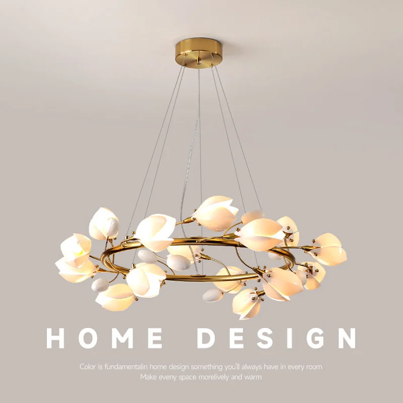 

Luxury Ceramic Chandeliers Flowers Ceiling Pendant Lamp Living Room Lights Decoration Home Decorations Żyrandol Chandelier Light