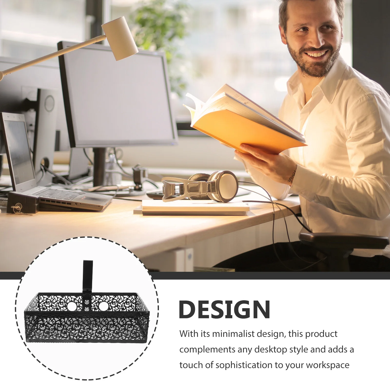

Multifunctional Under Desk Storage Organizer Mesh Design Document Holder Office Dorm Room Sturdy Desktop File Holder Magazine