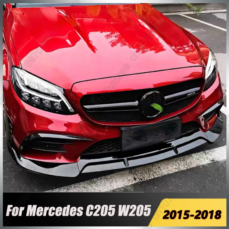 

Глянцевый черный ABS материал, передний бампер автомобиля, разветвители для губ для Mercedes Benz C Class W205 C205 C200 C250 C260 C300 2015-2018