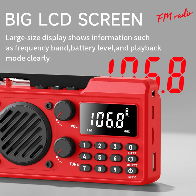 AM FM SW محطة راديو معدات البث الرقمية الصغيرة جيب صغير مشغل ستيريو تصميم سماعات بلوتوث لاسلكية محمولة #2