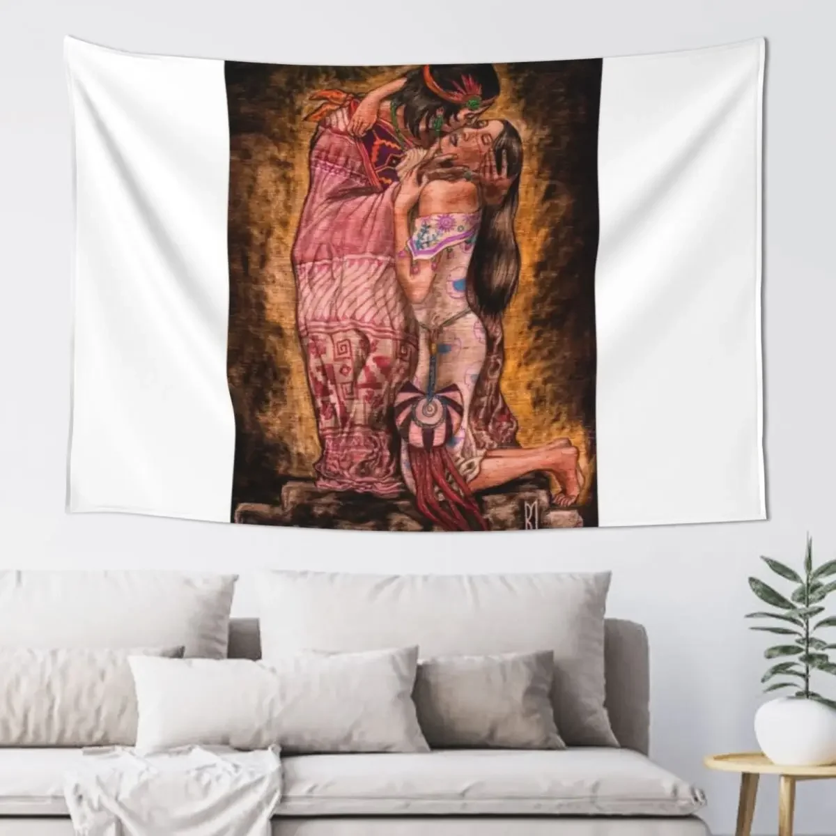 El Beso -Through a Maya Lens Tapestry Aesthetic Room Decor Korean Room Decore Aesthetic On The Wall Nordic Home Decor Tapestry