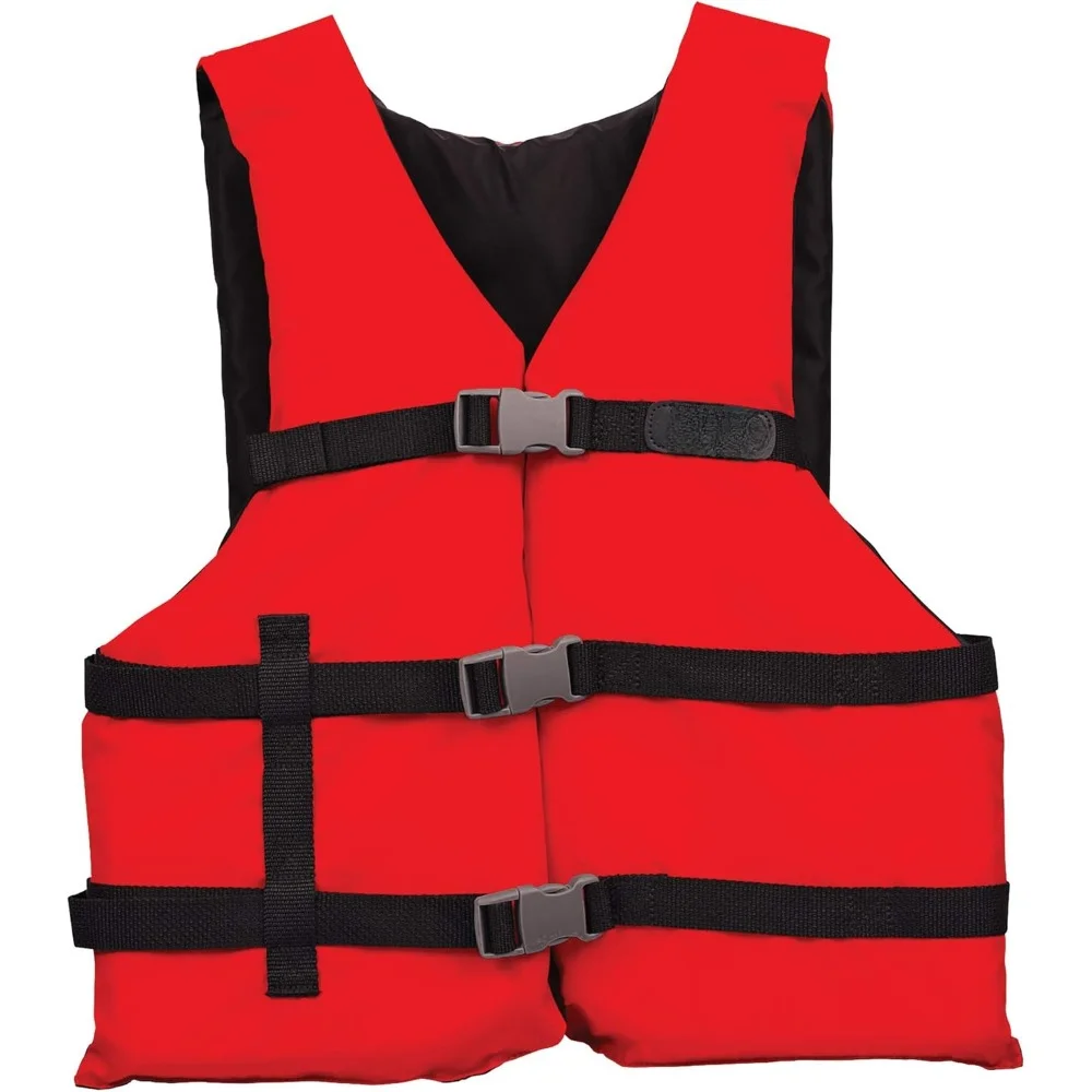 

General All Purpose Life Jacket, for Boating Use Three Secure Fit Body Belt Buckles Open and Close Quickly Life Jacket