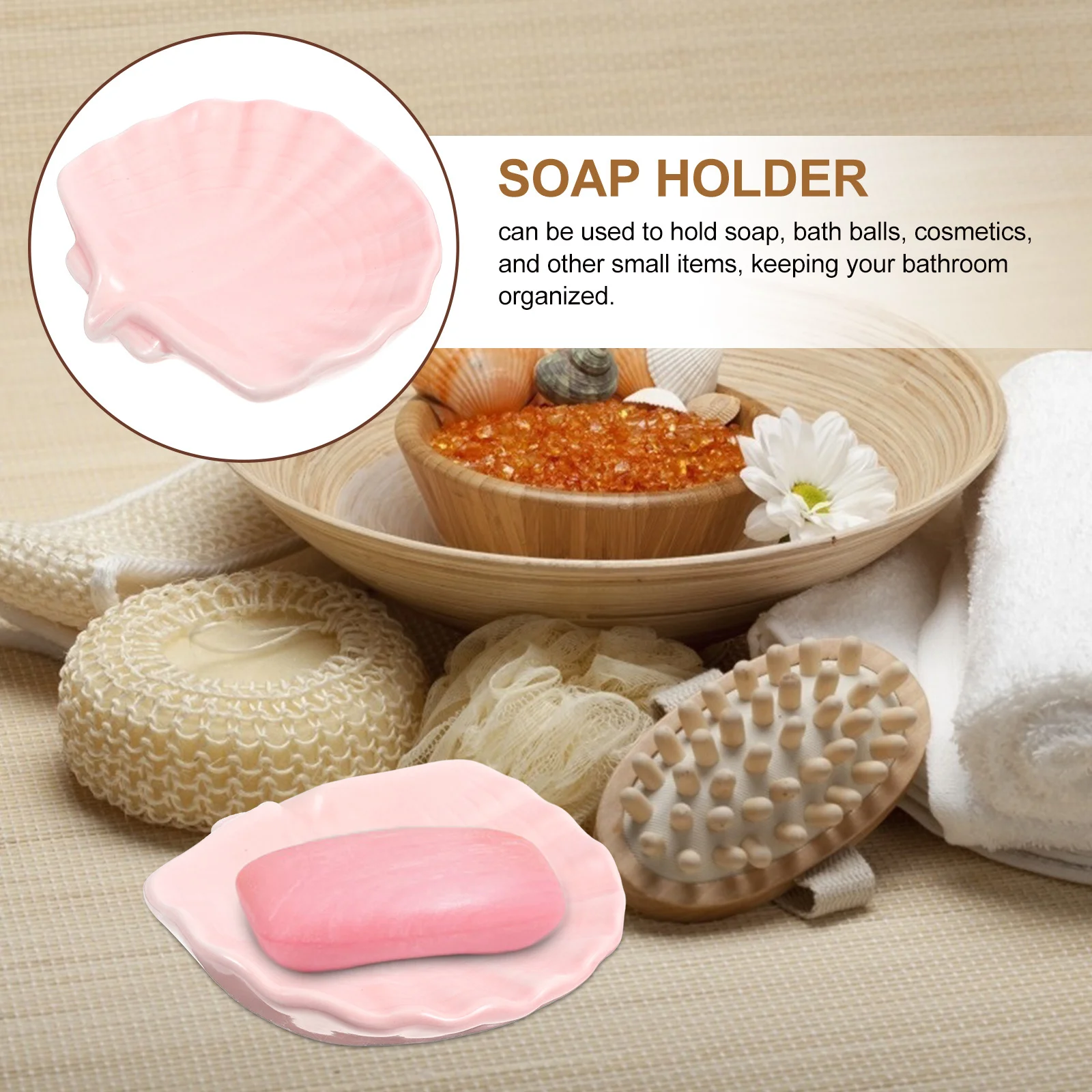 

Ceramic Shell Soap Dish Decorative Bathroom Soap Holder with Non-Slip Base for Shower Bathtub Organizing Small Items