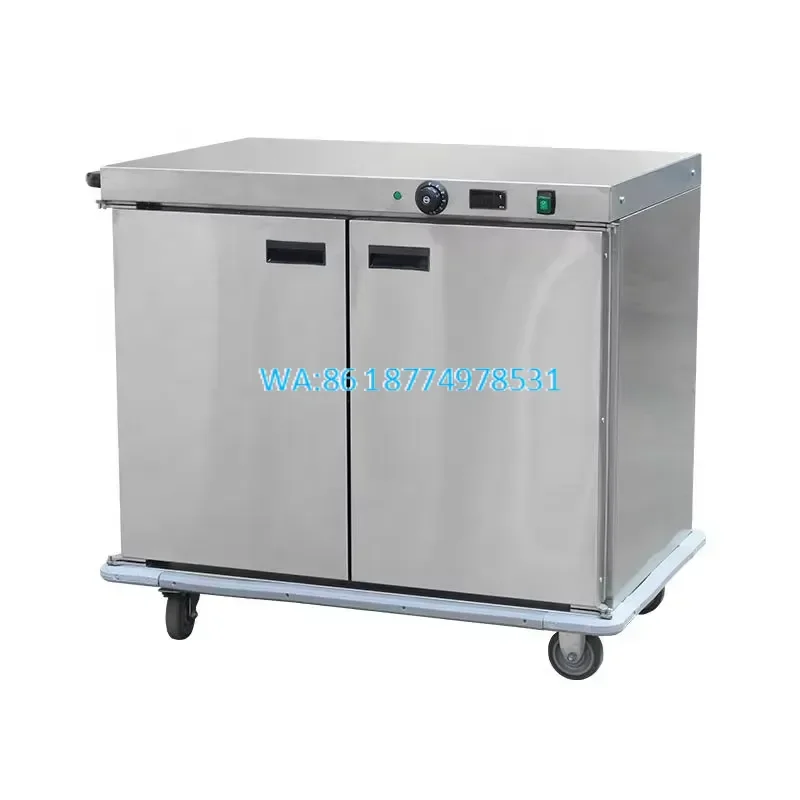 Wmwmnu for Double Layer Insulated Stainless Steel Hot Food Holding Cabinet Energy Saving Big Banquet Food Warmer Trolley