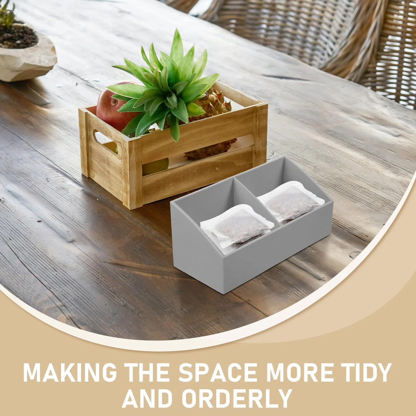 Multifunctional Plastic Tea Bag Organizer Storage Box Sugar Packet Holder Coffee Shop Countertop Tea Storage Organizer