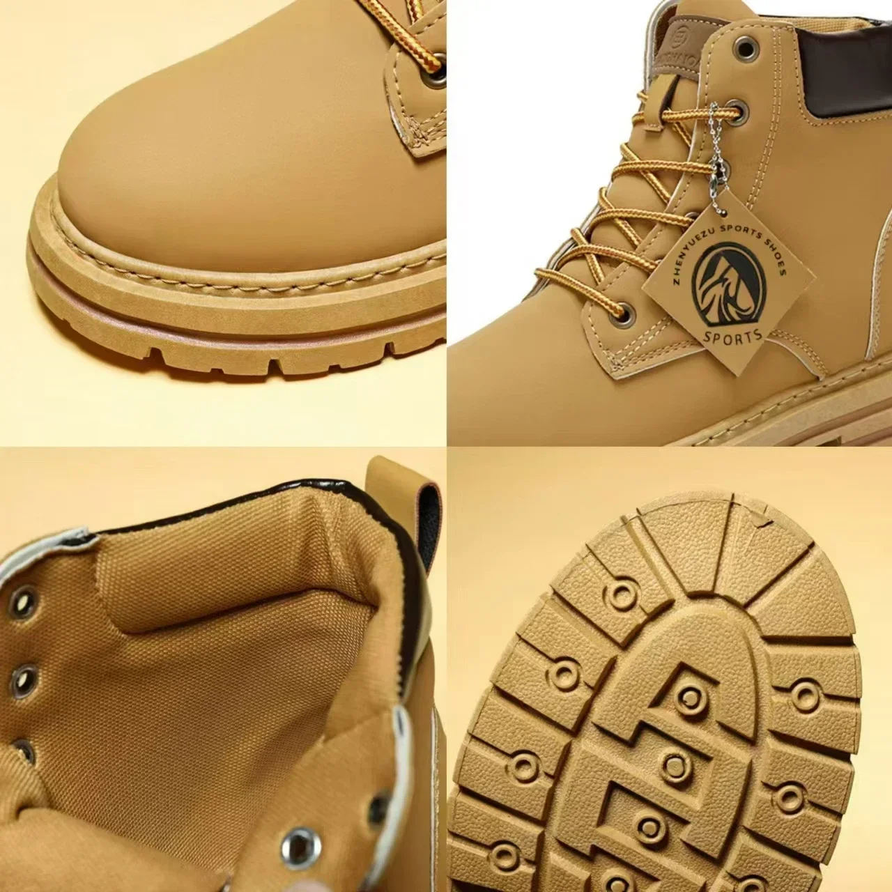 High Top Boots Men\'s Leather Shoes Fashion Outdoor Ankle Boots for Men Lace-Up Comfortable Male Boots Non Slip Flat Boot Botas