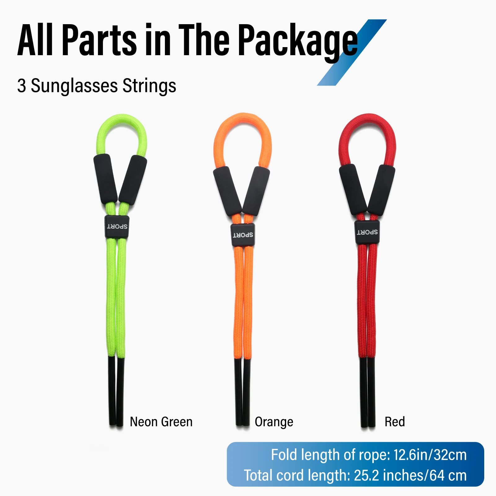 3 Park Eyeglasses Floating Strap Diving Swimming Rope Drifting Sunglass Cord  Sport Chain By Dhoptical