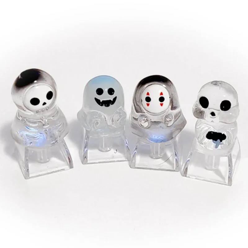 Transparent Resin Keycap DIY Cute Keycaps for Mechanical Keyboard Accessories Halloween Faceless Monster Ghost Pumpkin Key Caps