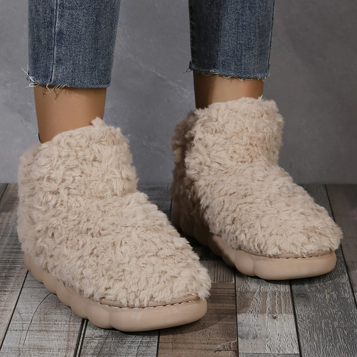 2023 Warm Solid Color Slipper Boots Casual Slip On Plush Lined Shoes Comfortable Indoor Home Slippers Home Bedroom Floor Slipper