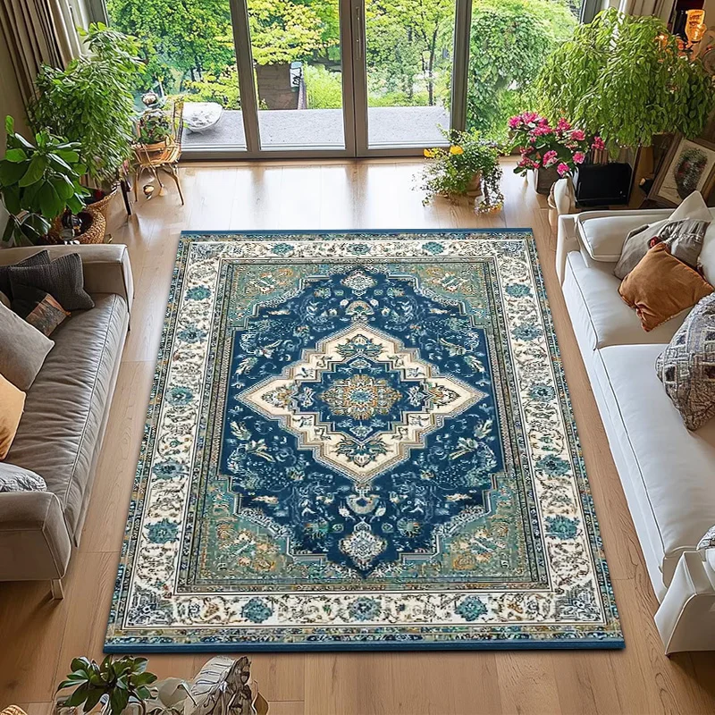 

RAKKS Area Rugs for Living Room Rugs Bedroom,Vintage Boho Floral Large Area Rug,Non-Slip Low Pile Carpet for Office Blue Green