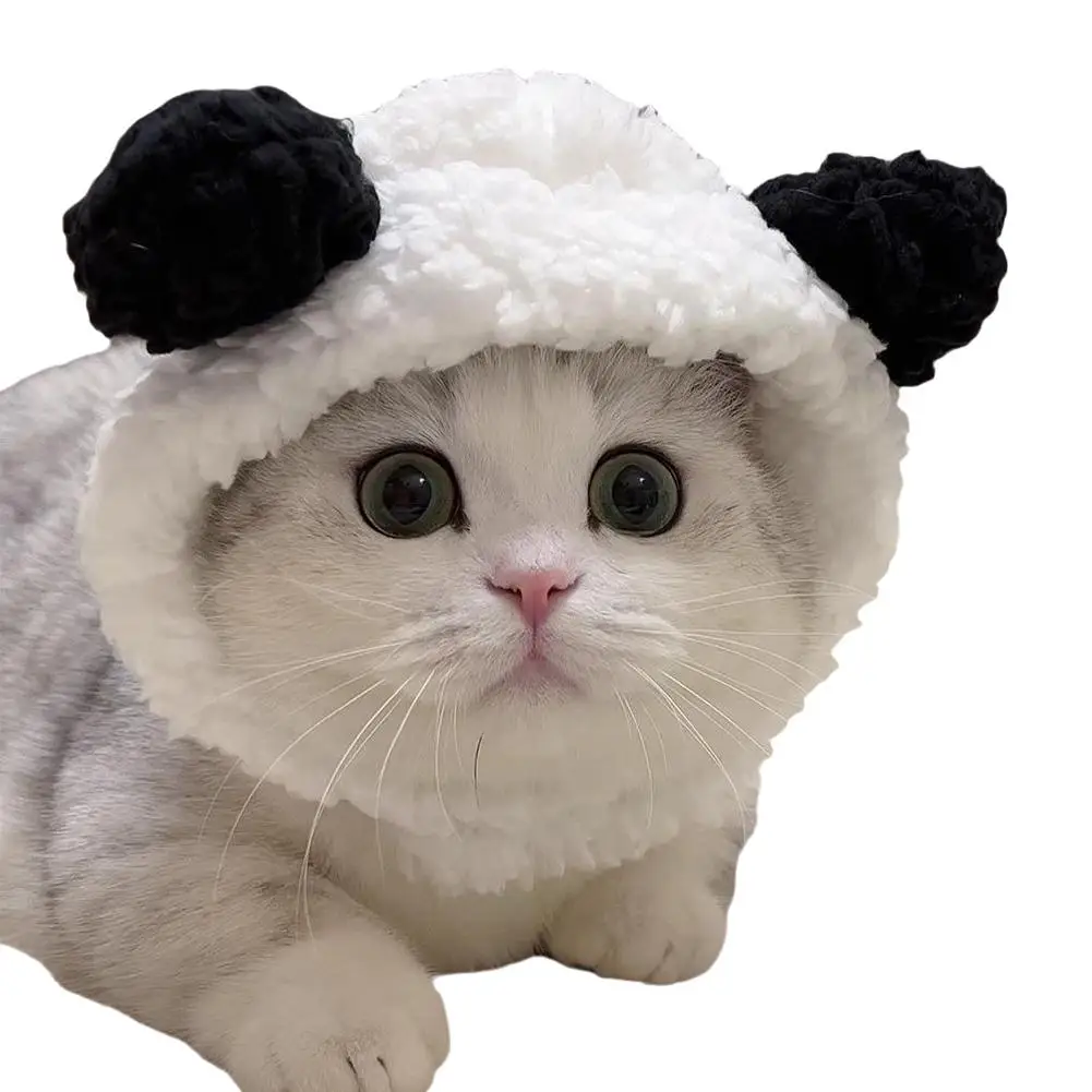 Cute Pet Headband Plush Yarn Cat Dog Cap Panda Pig Cosplay Warm Pet Costume Chick Headdress Hat Pet Supplies G7X3