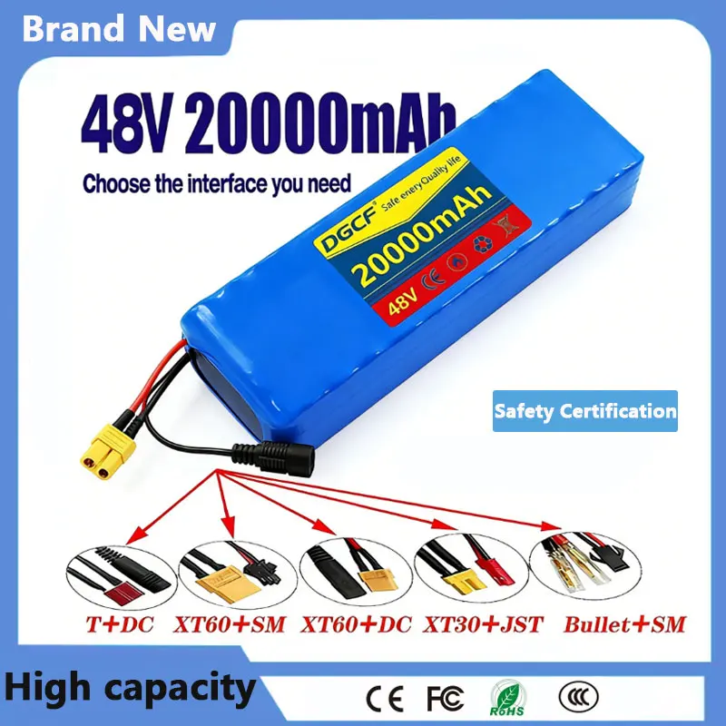 

48V 20000mAh 2026 New 2000W 13S3P XT60 48V Lithium-ion Battery Pack Lithium Iron Phosphate Battery 120Ah and 54.6V Charger