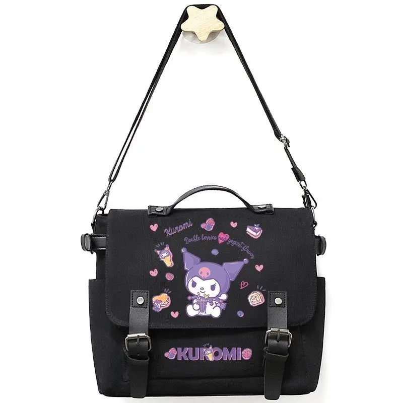 MINISO Serie Kuromi Crossbody Bag Canvas Bag Women\'s Printed Cartoon Canvas Bag Student Shoulder Bag