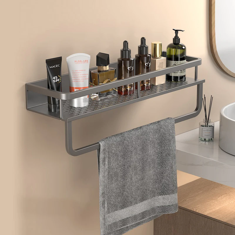 Bathroom Shelf Aluminum Kitchen Shelf Wall Mounted Spice Organizer Rust and Moisture Resistant Bathroom Toiletries Storage Racks