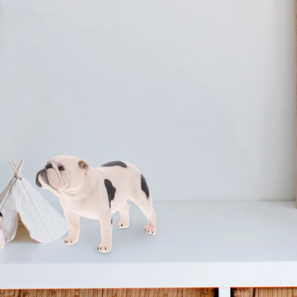 

Realistic Dog Model Statue Decor Bulldog Ornament Home Office Desktop Puppy Craft Adornment Gift Plastic Premium Workmanship