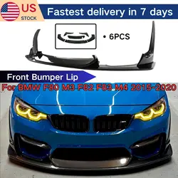 For BMW F80 M3 F83 F82 M4 2015-2020 Front Bumper Lip Spoiler Splitter Body Kit Cars Accessories Carbon Fiber Print Glossy Black