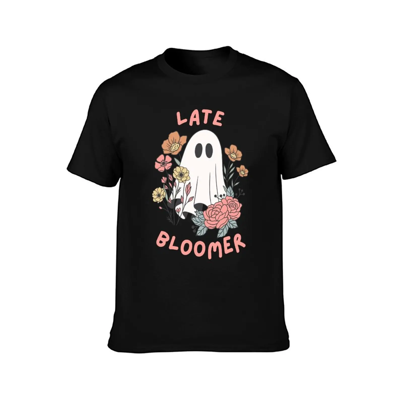 late bloomer cute sheet ghost with flowers T-Shirt blacks customizeds designer t shirt men