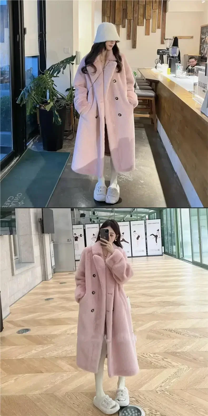 Femmes longue épaisse fausse fourrure Maxi veste Colorblock automne hiver manteau chaud luxe ceinture fourrure Parkas fourrure manteaux d'extérieur