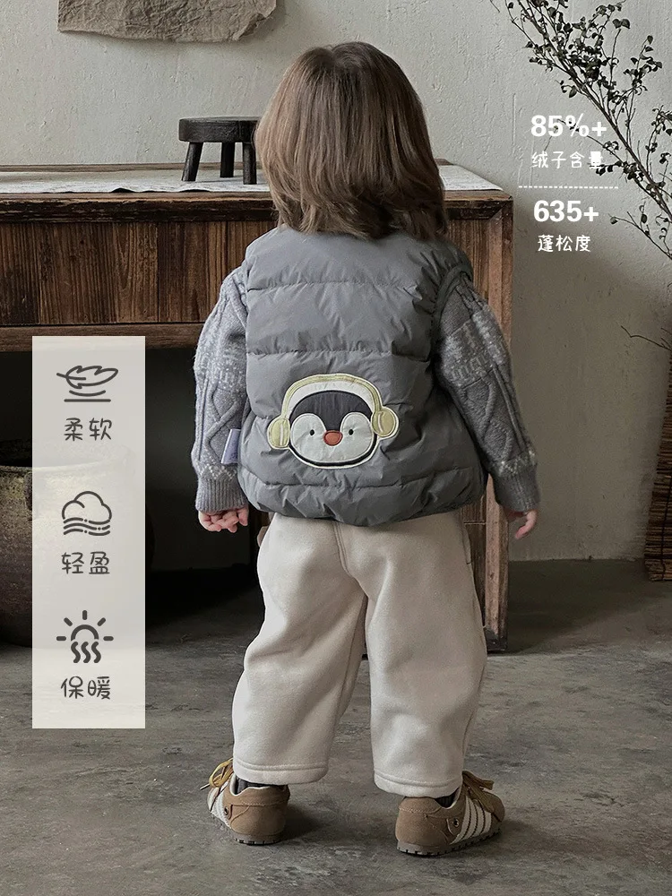 

Пуховый жилет для мальчиков, легкий двусторонний, новинка осени и зимы, теплый жилет для младенцев, куртка в детском стиле