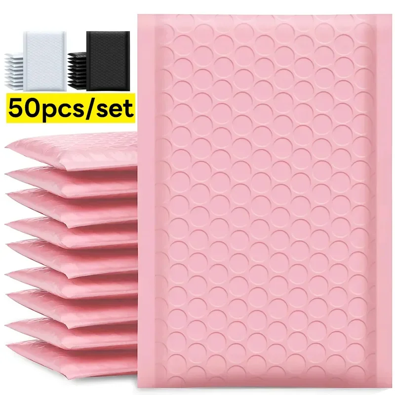 10-50 Stück Großhandel gepolsterte Bubble Mailer selbst dichtende Versand verpackung Tasche wasserdichte Bubble Umschläge weiß/schwarz/pink 18x23cm