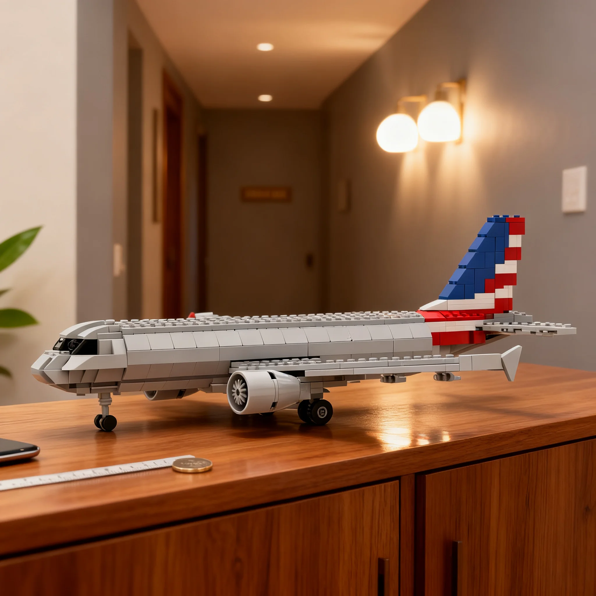 719pcs MOC Promotional Airlines Airbuss A320-200 - American Airlines Livery 1 100 Model Building Blocks Christmas Gift Toy 3D