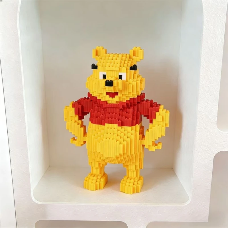 귀여운 위니 푸우 빌딩 블록 장난감 상호 연결된 입자 33cm 높이 모델 피규어 어린이를위한 완벽한 크리스마스 선물