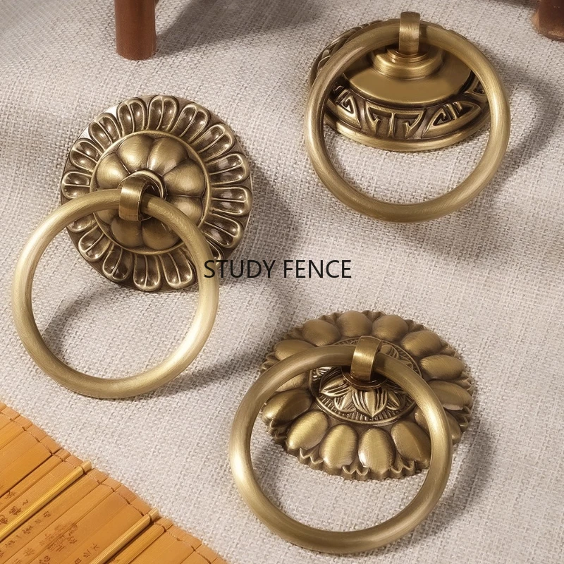 Chinese Style Metal Single Hole Handle Medicine Cabinet/bedside Table Handle Wooden Door Small Door Ring Hardware Accessories