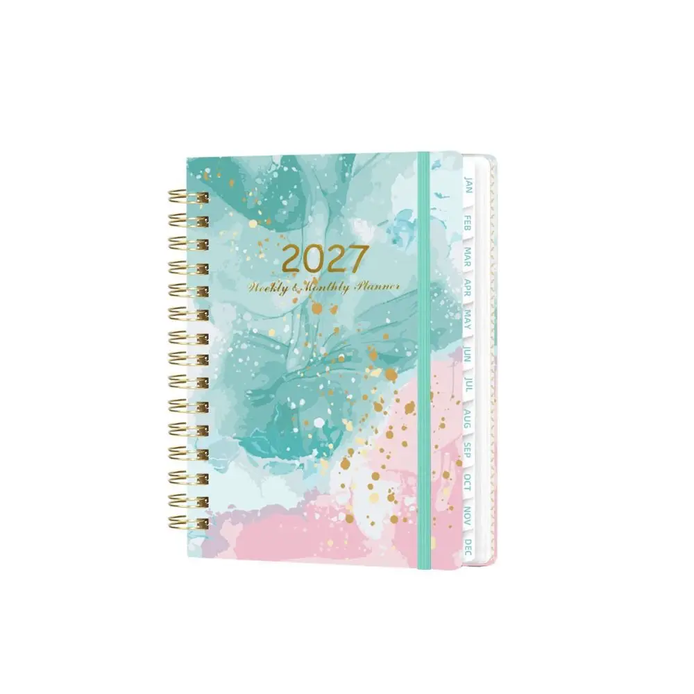 Portable Floral Pattern 2027 Schedule Book A5 To Do List Agenda Book Textured PU Planner Reminder Planner Notebook Gift Giving