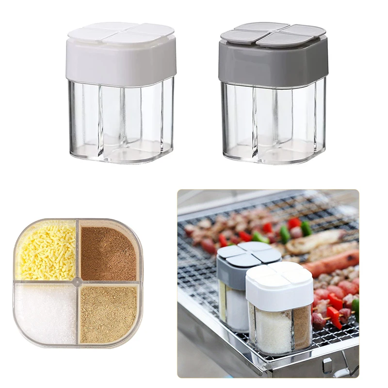 Barattolo per condimenti agitatore per sale e pepe scomparto per Dispenser di spezie trasparente con coperchi contenitore per condimenti per barbecue da cucina all'aperto