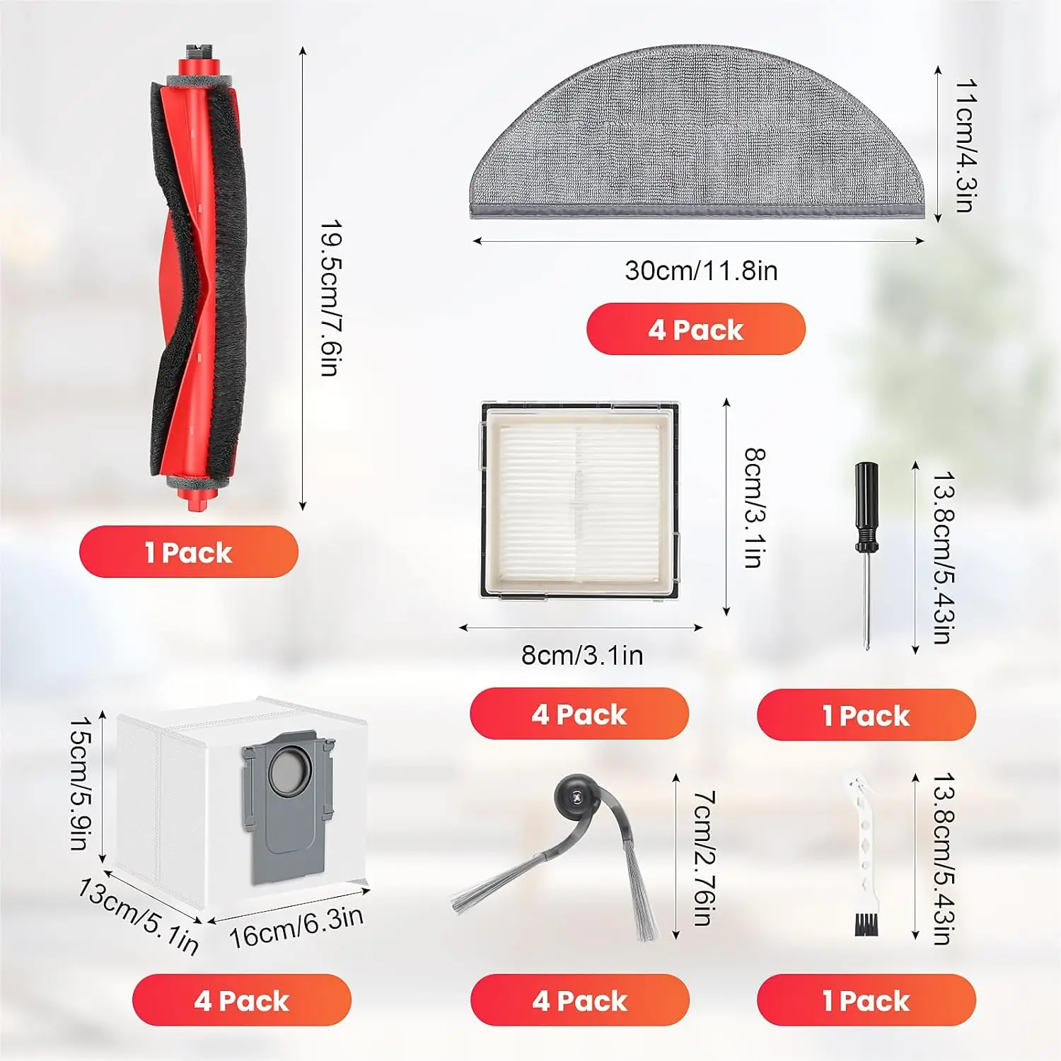 Roborock Q10 X5 /Q10 X5+ /Q10P /Q10P+ /Q10 PF /Q10 PF+ /Q8+ /Q8 Max Pro المنتجات الرئيسية فرشاة كيس الغبار فلتر Hepa مكنسة كهربائية