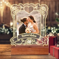 Custom Photo Night Light Engraved  Lamp With Photo Gift For Her Engagement Gift Couple Personalized Anniversary Gift Bedroom