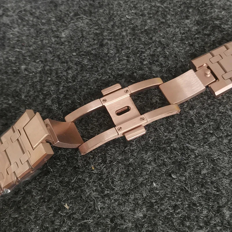 推奨クリスタル41mmピンクゴールドpvdステンレススチールケースストラップダイヤルとポイントスクリュークラウンパーツ