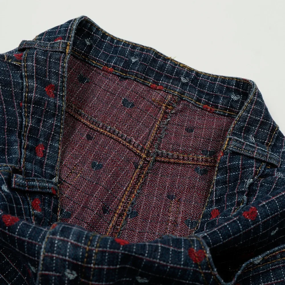 Pantalones vaqueros góticos de gran tamaño con estampado Grunge desgastado y corazones a cuadros para mujer, ropa de calle para invierno y primavera