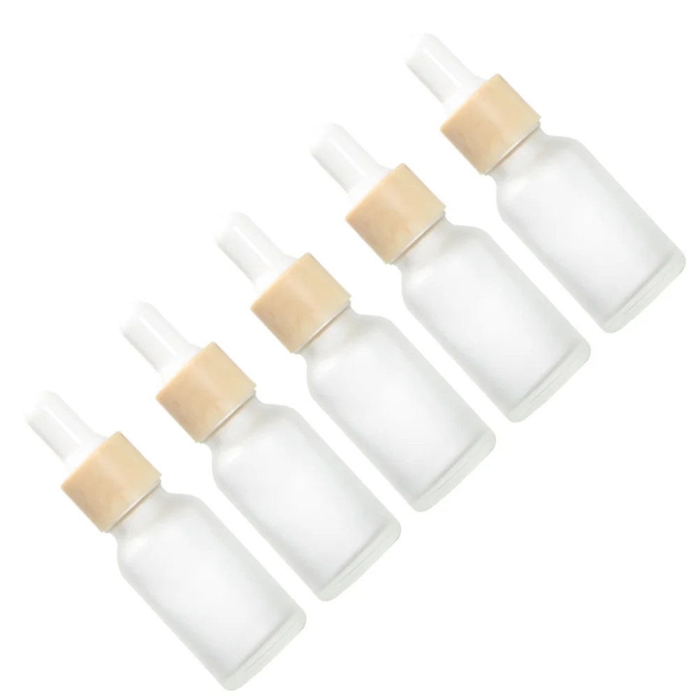 5 szt. Matowych szklanych butelek z zakraplaczem do kosmetyków, do rozdzielania produktów, wielokrotnego użytku, podróżne pojemniki na płyny, przenośne fiolki na olejki eteryczne i serum.