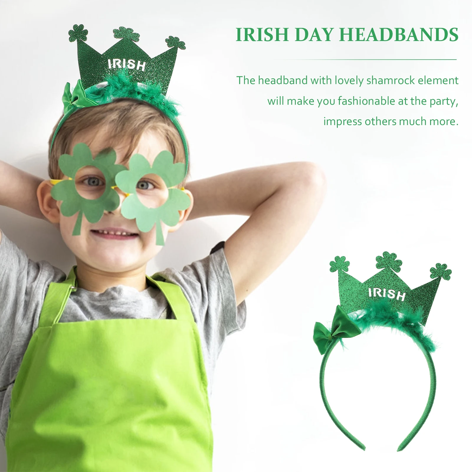 

4 Pcs Party Clover Headband Headbands Irish Day Shamrock Aldult Green Festival Headpiece Women's