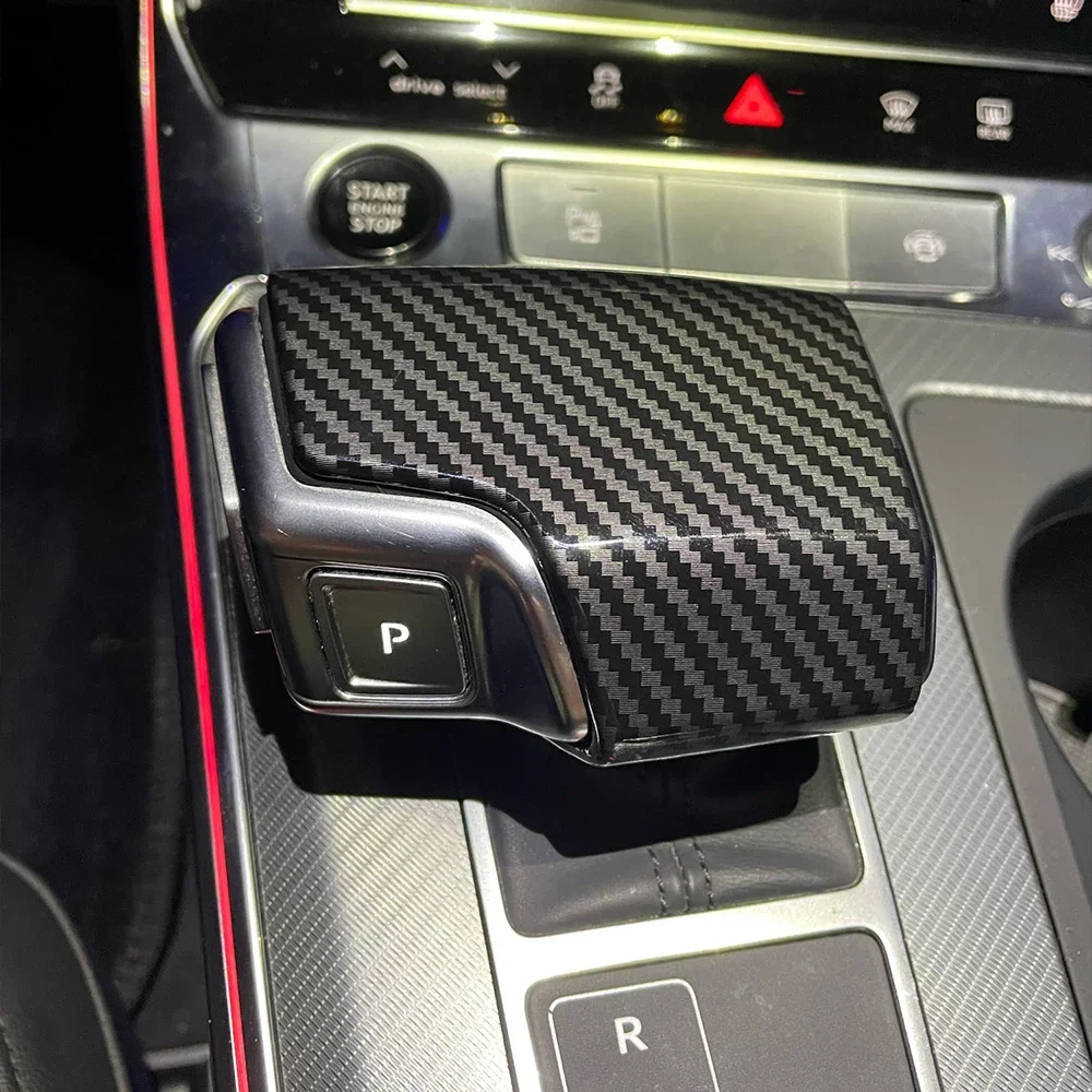 Carbon Fiber Car Gear Shift Knob Gearbox Handle Trim Sticker for Audi A6 C8 A7 SQ8 RS6 RS7 Q7 Q8 S8 2019-2022 Auto Accessories