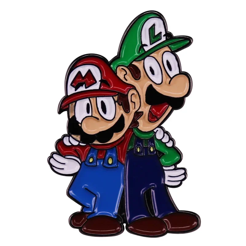 Super Mario Bros zaino spille accessori per cartoni animati Mario Luigi spilla smaltata distintivo per giacca per bambini regali di gioielli carini