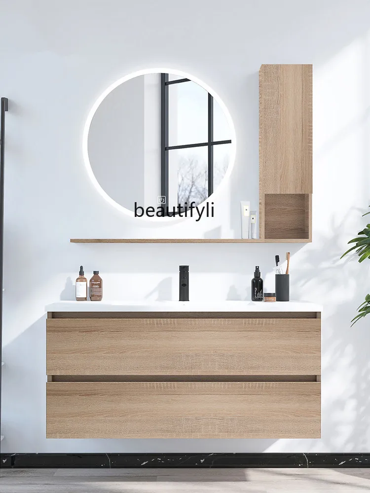 

Nordic Bathroom Cabinet Modern Simple Integrated Ceramic Basin Pool Washbasin Suit Bathroom Table